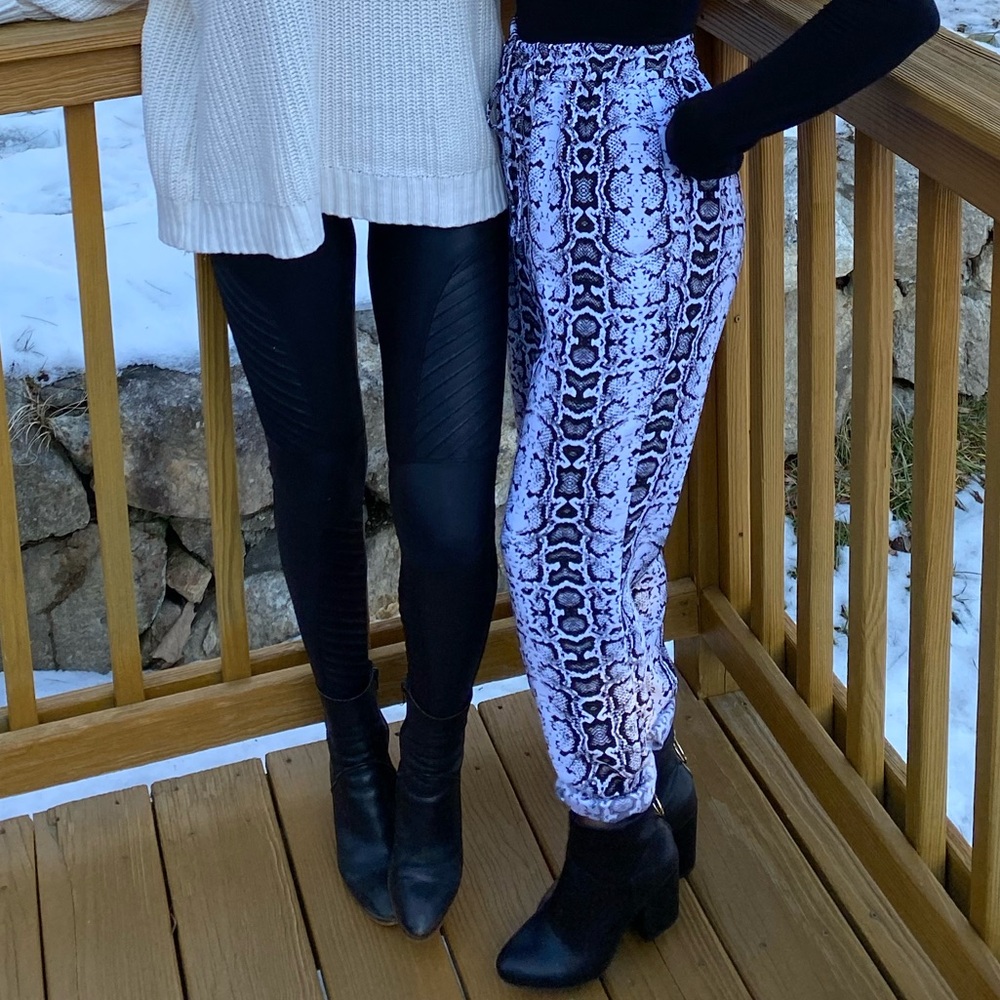 Black and white snake print pants from express